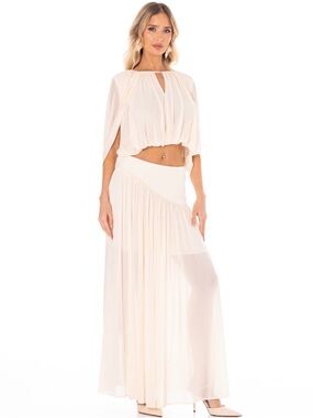 Ivory Dream Chiffon Two-Piece Maxi Skirt Set